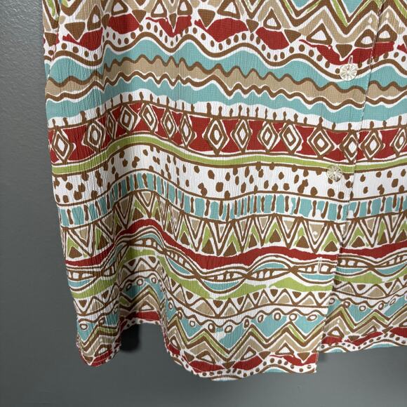 Alfred Dunner Earth Tones Tribal Print Button Up Shirt - 18 - Women's Plus Size - Picture 3 of 5